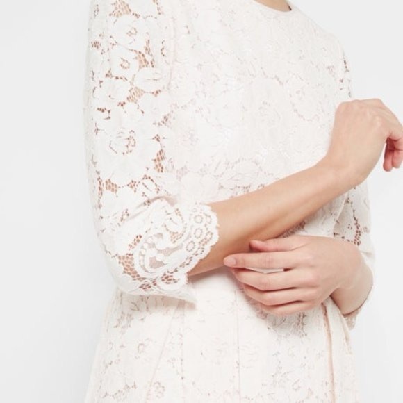 Ted Baker London Ameeya Flora Lace Fit & Flare Dress in Light Pink Pleated Skirt - Picture 4 of 17
